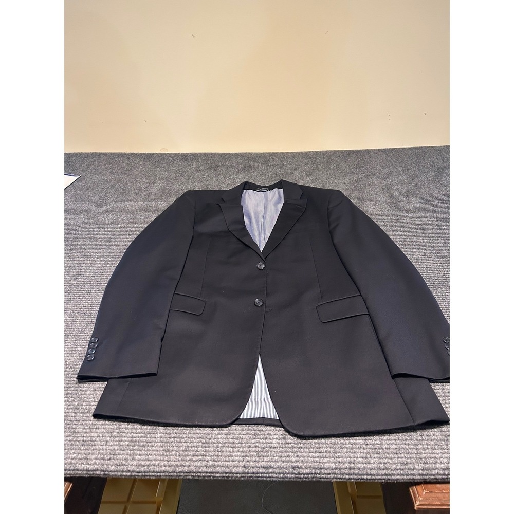 Tommy Hilfiger Mens Black Two Button Blazer Sport Coat Jacket Pinstripe Lining